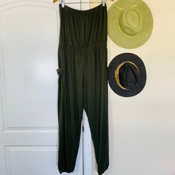 205 Collins by Forever 21 Hunter Green Military Style Romper/Jumpsuit | Size: XL - Picture 11 of 12